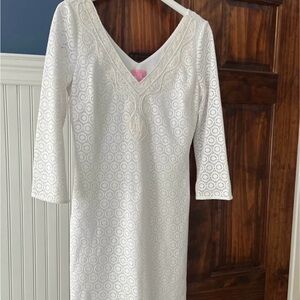 Women's White Lace V-Neck Lily Pulitzer Dress